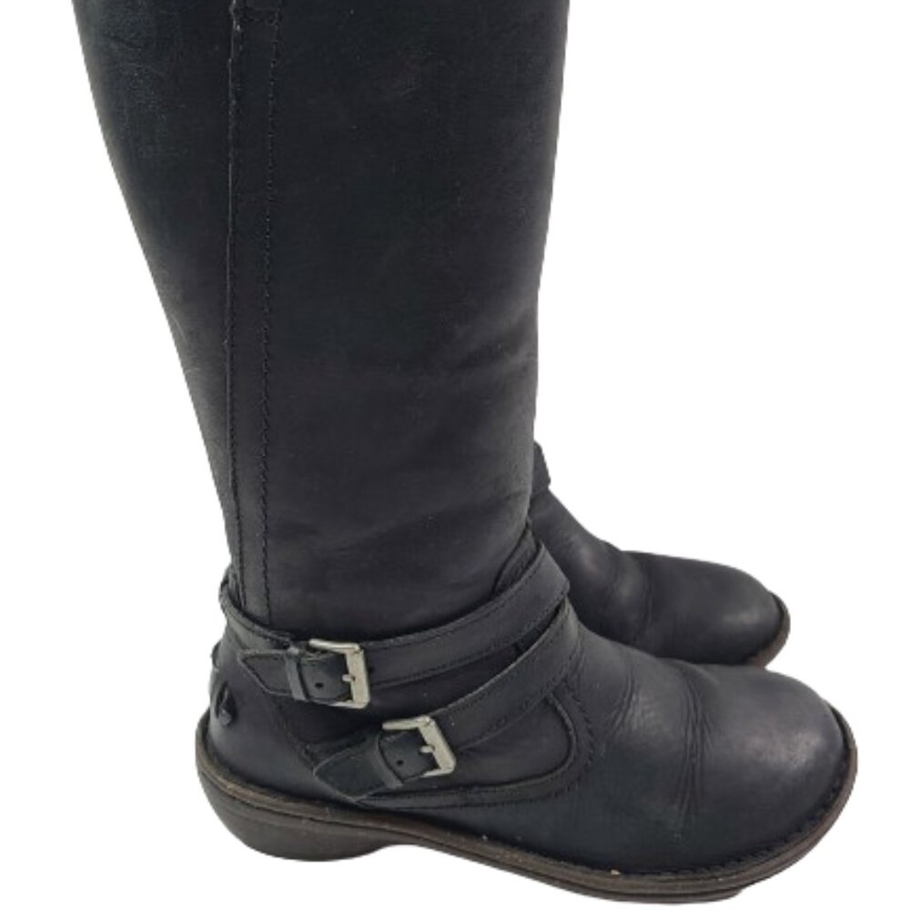 UGG Women's Black Rosen 1008210 Zip-Up Leather Tall Riding Boots Size US 7